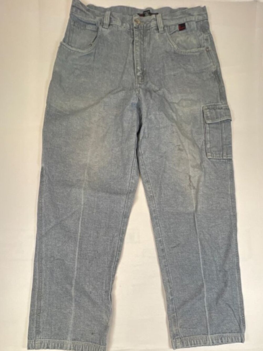 FUBU Jeans Men's W38 L34 Light Wash Cargo Denim Pants Loose Fit Cotton